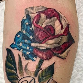Tattoos - American Flag Rose - 142418